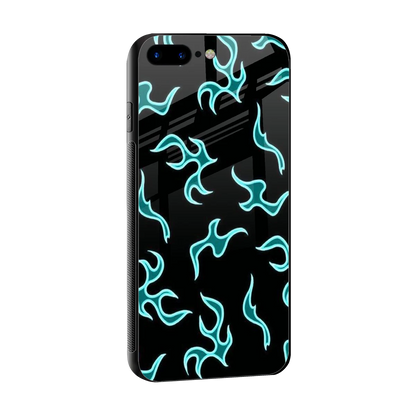 Lil Flames Black Blue sleek iphone 8 plus cover with tempered glass back and TPU edges