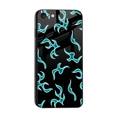 Lil Flames Black Blue sleek iphone 7 cover with tempered glass back and TPU edges