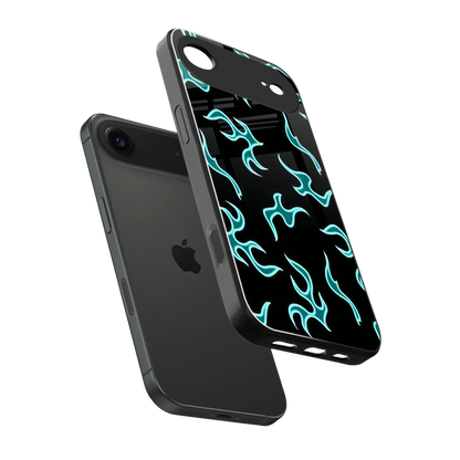 Lil Flames Black Blue sleek iphone air cover with tempered glass back and TPU edges