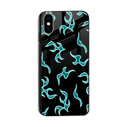 Lil Flames Black Blue sleek iphone xs cover with tempered glass back and TPU edges