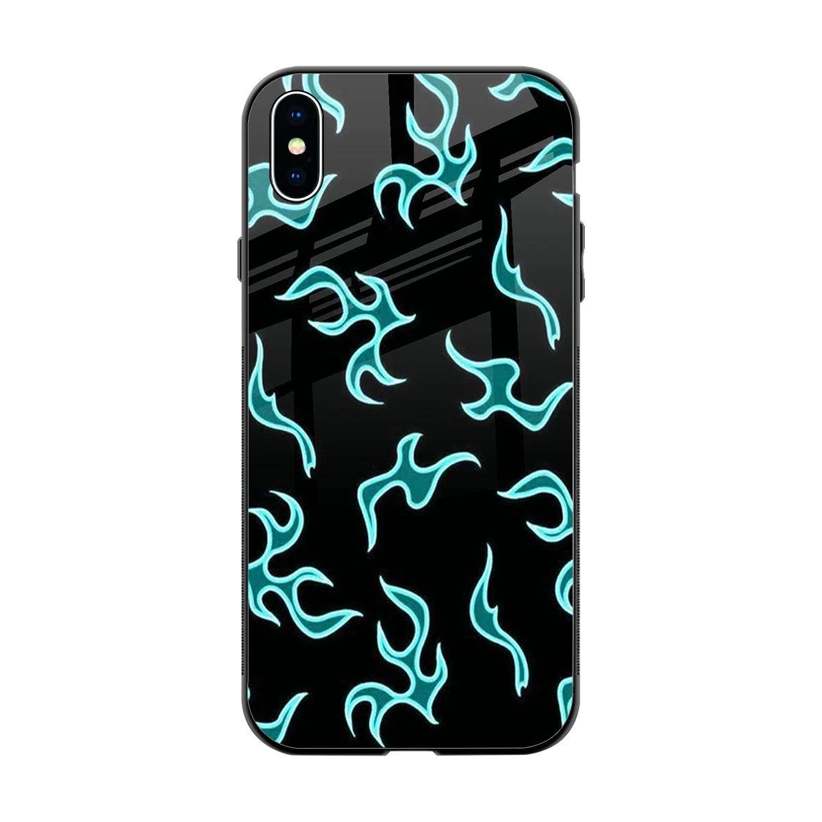 Lil Flames Black Blue back phone cover | glass case for iphone xs max