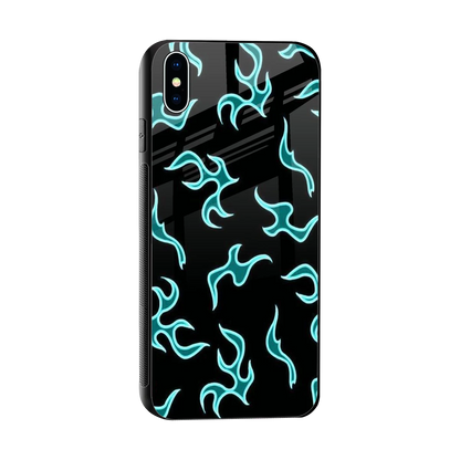 Lil Flames Black Blue sleek iphone xs max cover with tempered glass back and TPU edges