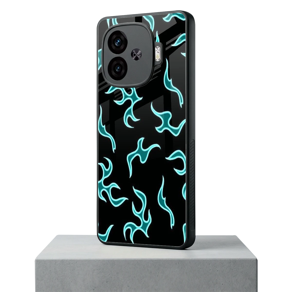 Lil Flames Black Blue iqoo neo 10r 5g mobile cover | shockproof glass phone case