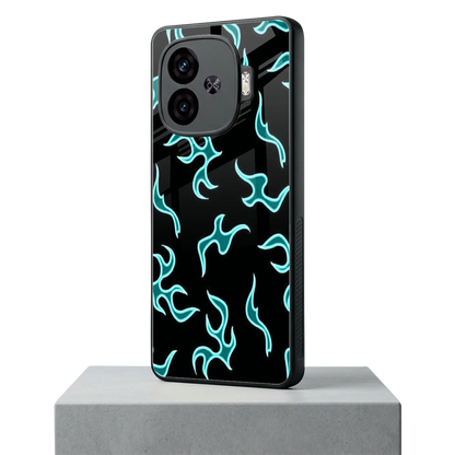 Lil Flames Black Blue iqoo neo 10r 5g mobile cover | shockproof glass phone case