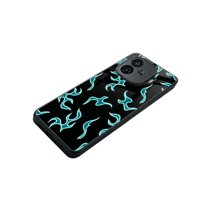 Lil Flames Black Blue stylish phone case for iqoo neo 10r 5g | glossy glass and slim fit