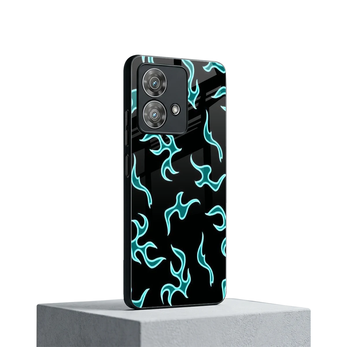 Lil Flames Black Blue motorola edge 40 neo 5g mobile cover | shockproof glass phone case