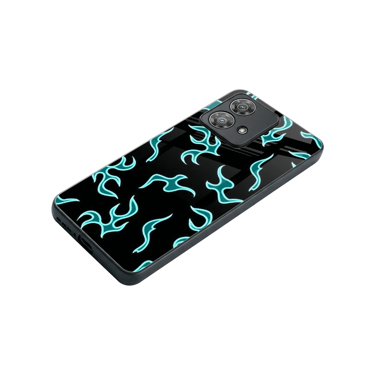 Lil Flames Black Blue stylish phone case for motorola edge 40 neo 5g | glossy glass and slim fit