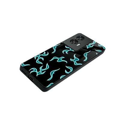 Lil Flames Black Blue stylish phone case for motorola edge 50 fusion | glossy glass and slim fit