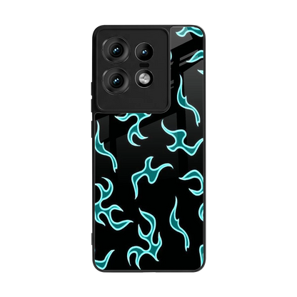 Lil Flames Black Blue back phone cover | glass case for motorola edge 50 pro