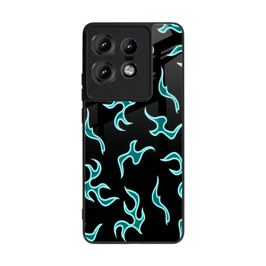 Lil Flames Black Blue back phone cover | glass case for motorola edge 50 pro