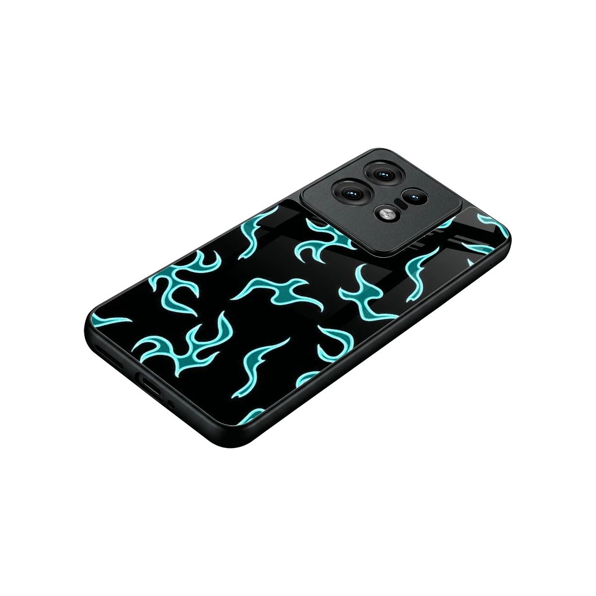 Lil Flames Black Blue stylish phone case for motorola edge 50 pro | glossy glass and slim fit