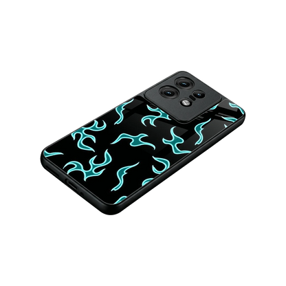 Lil Flames Black Blue stylish phone case for motorola edge 50 pro | glossy glass and slim fit