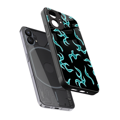 Lil Flames Black Blue sleek nothing phone 1 cover with tempered glass back and TPU edges