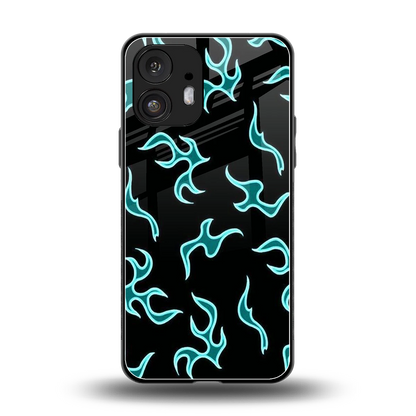 Lil Flames Black Blue back phone cover | glass case for nothing phone 2