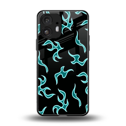 Lil Flames Black Blue back phone cover | glass case for nothing phone 2