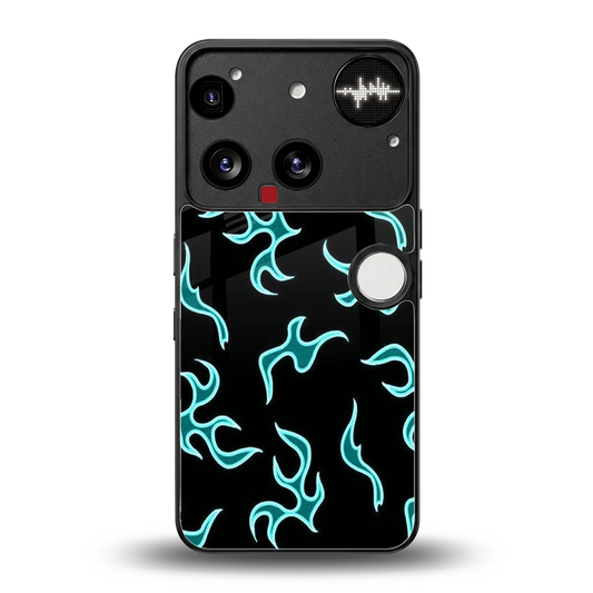 Lil Flames Black Blue back phone cover | glass case for nothing phone 3