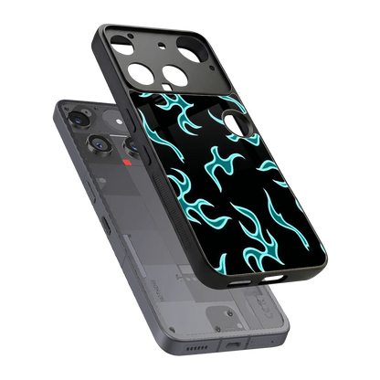 Lil Flames Black Blue sleek nothing phone 3 cover with tempered glass back and TPU edges