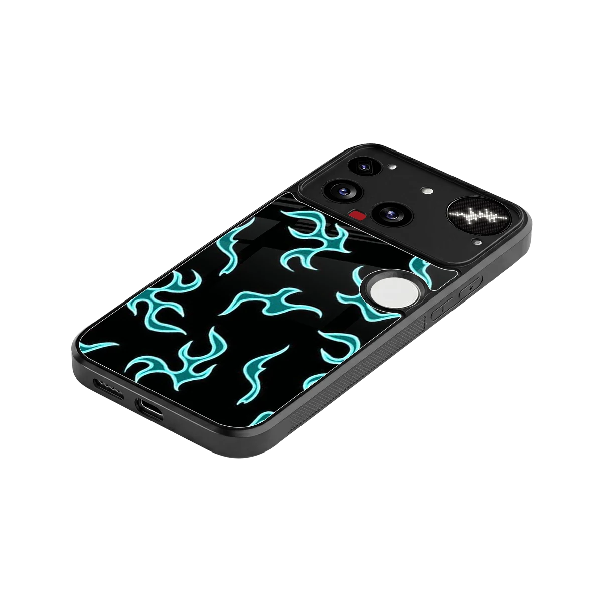 Lil Flames Black Blue stylish phone case for nothing phone 3 | glossy glass and slim fit
