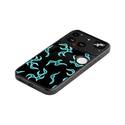 Lil Flames Black Blue stylish phone case for nothing phone 3 | glossy glass and slim fit