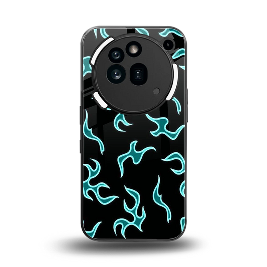 Lil Flames Black Blue back phone cover | glass case for nothing phone 3a pro