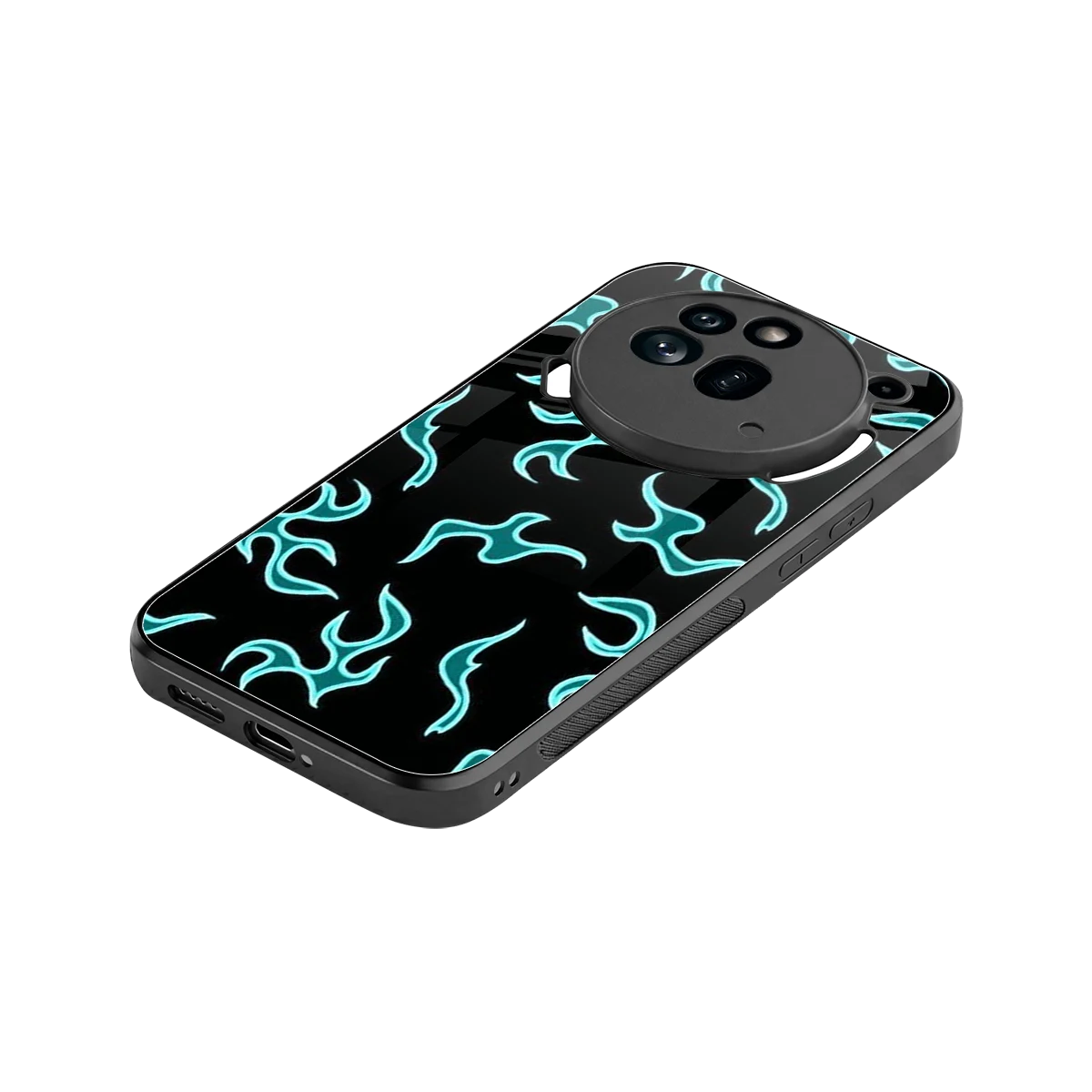 Lil Flames Black Blue stylish phone case for nothing phone 3a pro | glossy glass and slim fit