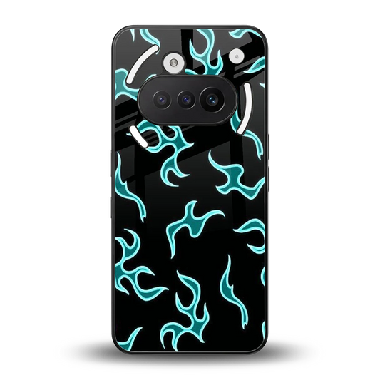 Lil Flames Black Blue back phone cover | glass case for nothing phone 3a