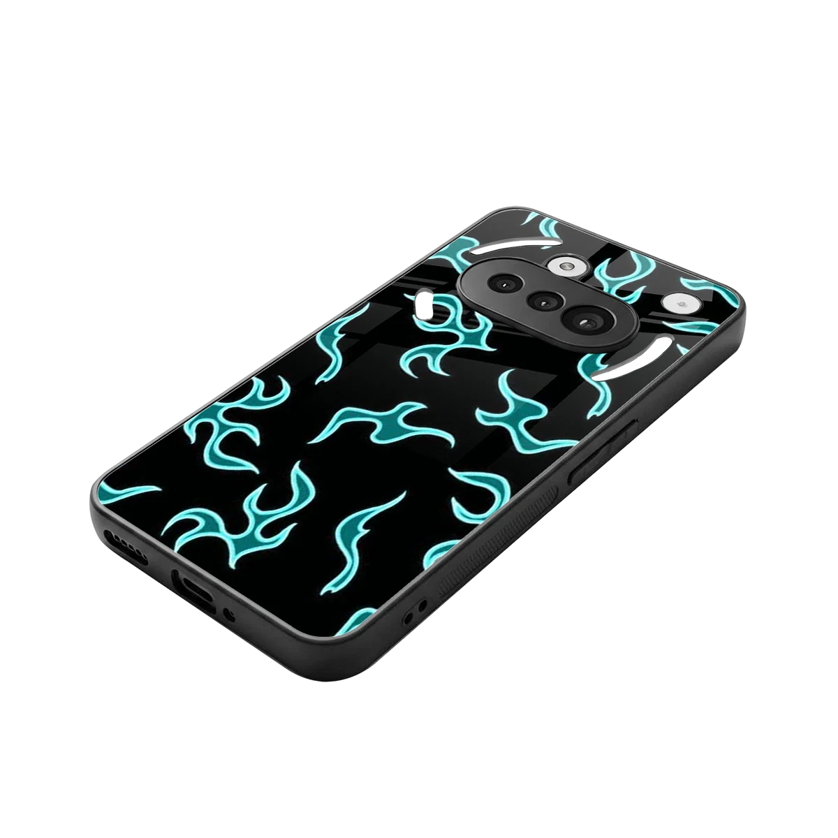 Lil Flames Black Blue stylish phone case for nothing phone 3a | glossy glass and slim fit