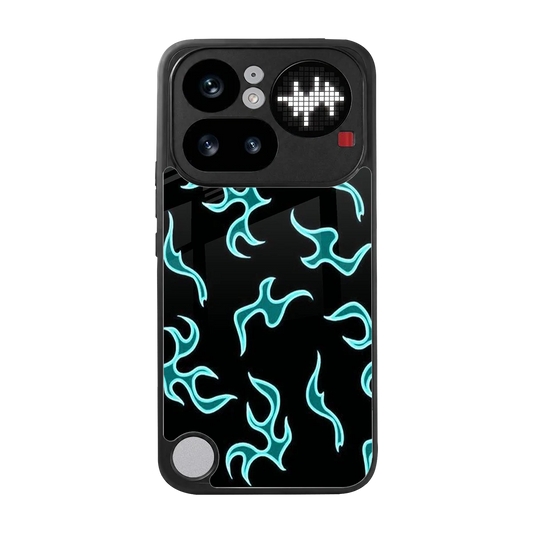 Lil Flames Black Blue back phone cover | glass case for nothing phone 4a pro