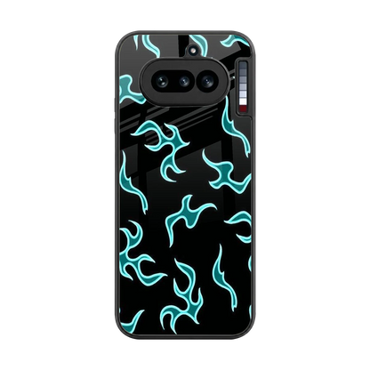 Lil Flames Black Blue back phone cover | glass case for nothing phone 4a