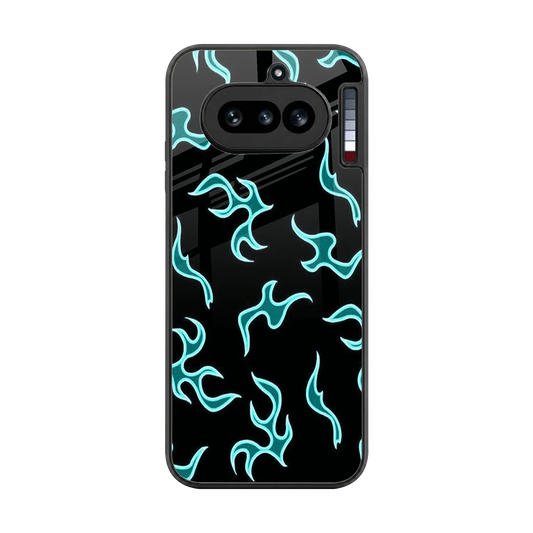 Lil Flames Black Blue back phone cover | glass case for nothing phone 4a