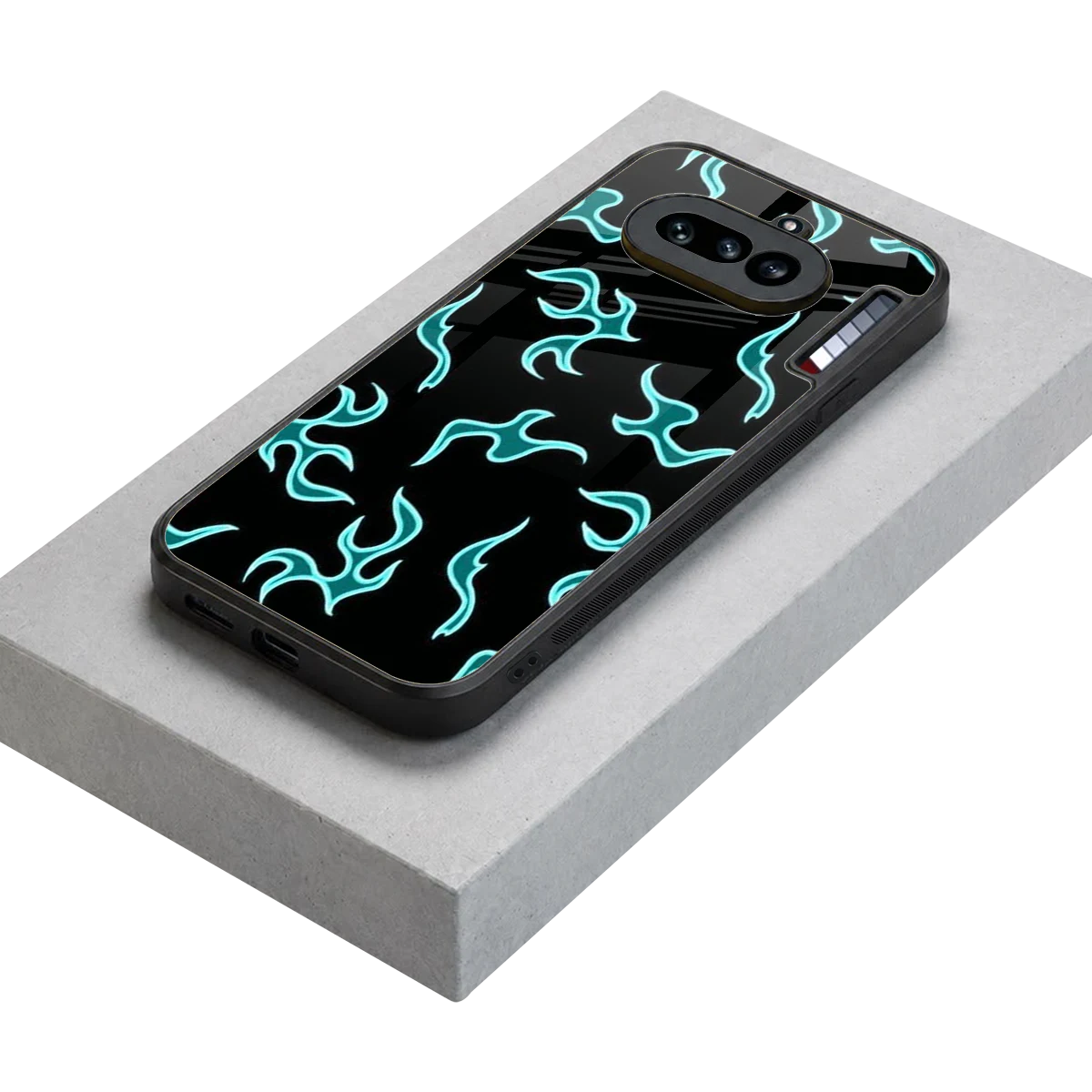 Lil Flames Black Blue stylish phone case for nothing phone 4a | glossy glass and slim fit