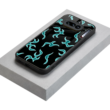 Lil Flames Black Blue stylish phone case for nothing phone 4a | glossy glass and slim fit