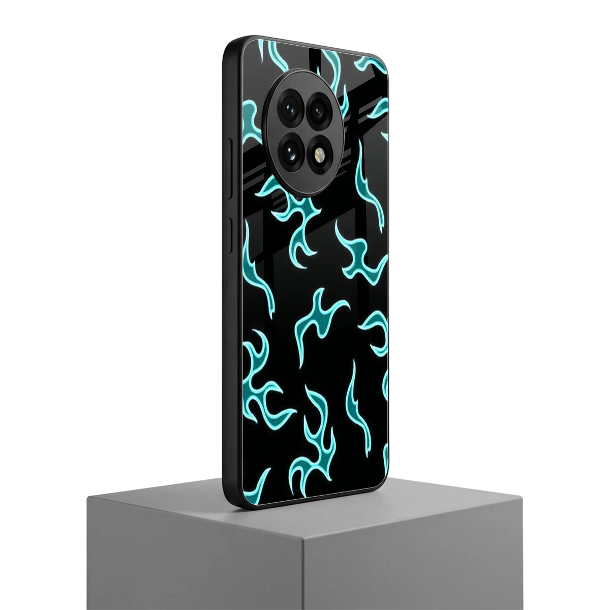 Lil Flames Black Blue oneplus 13r mobile cover | shockproof glass phone case