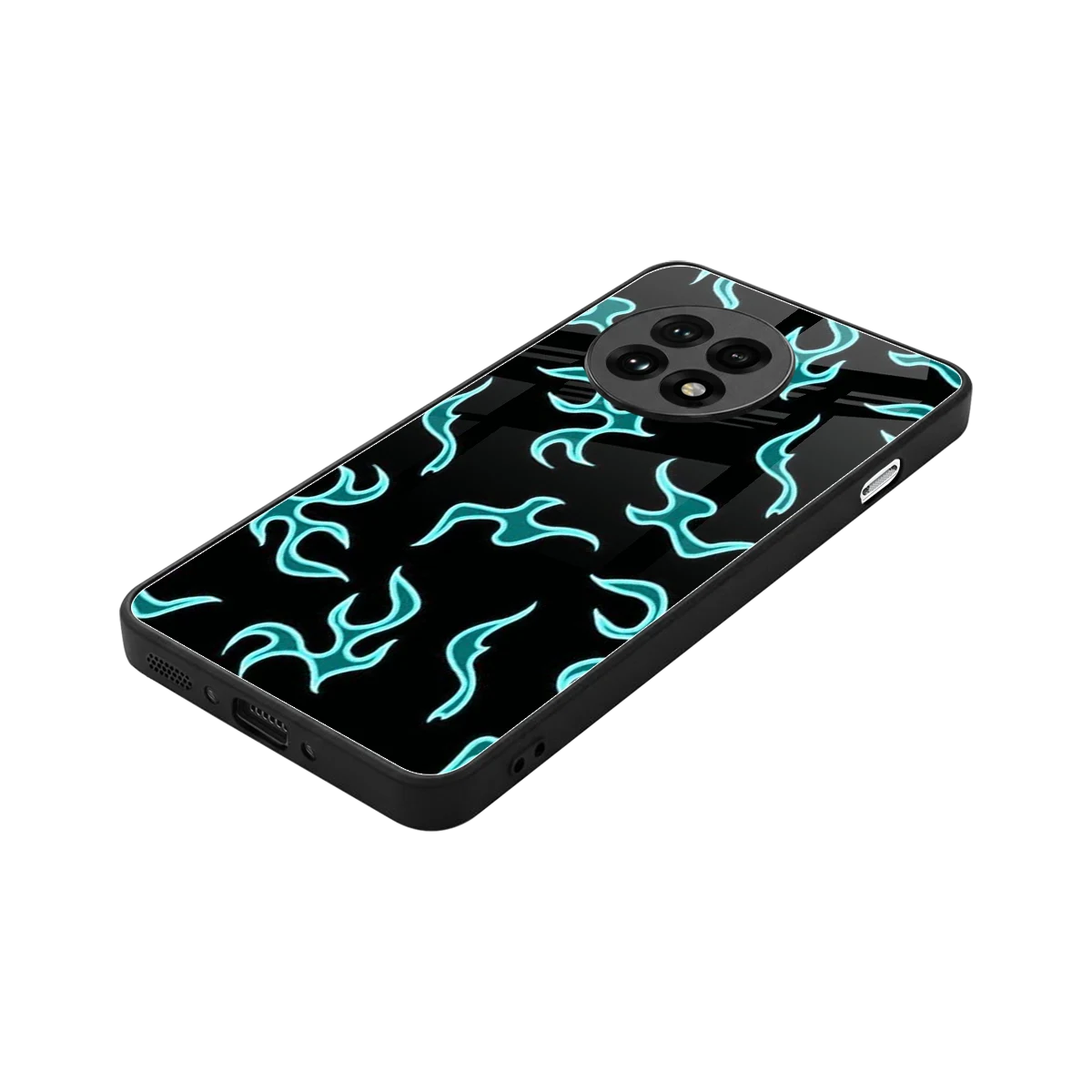 Lil Flames Black Blue stylish phone case for oneplus 13r | glossy glass and slim fit