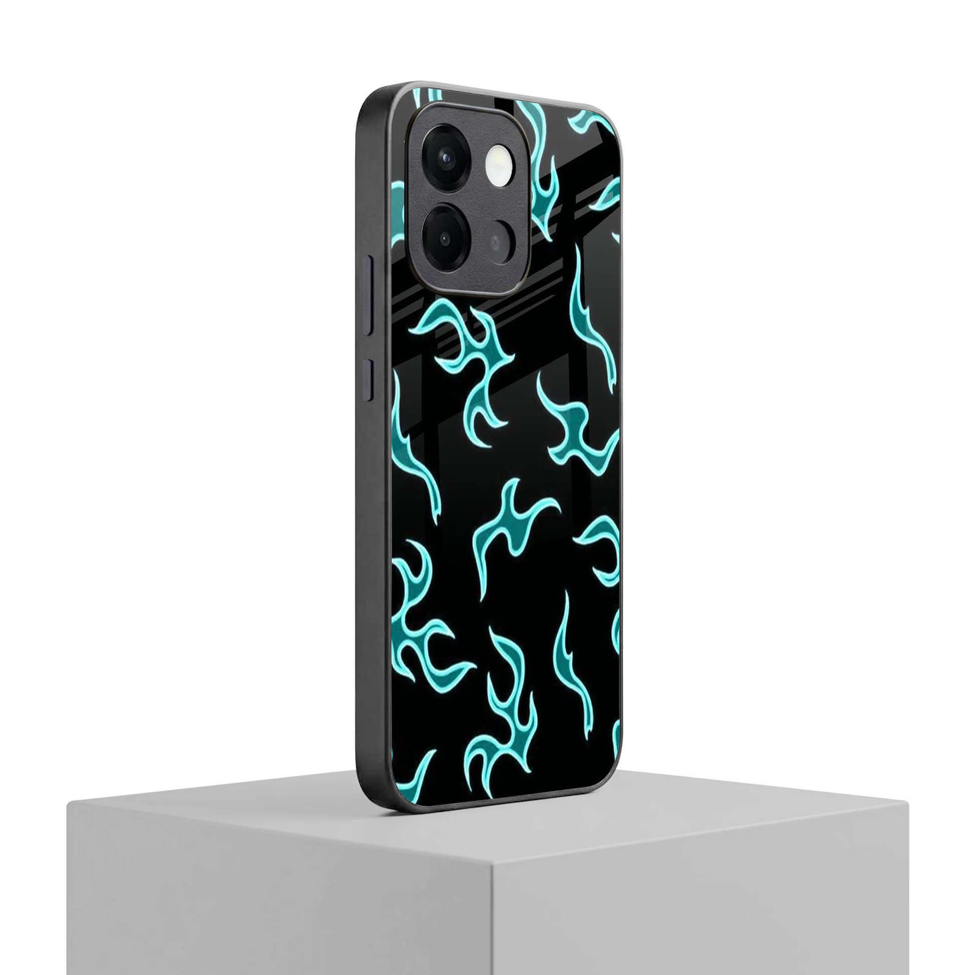 Lil Flames Black Blue oneplus 13s mobile cover | shockproof glass phone case