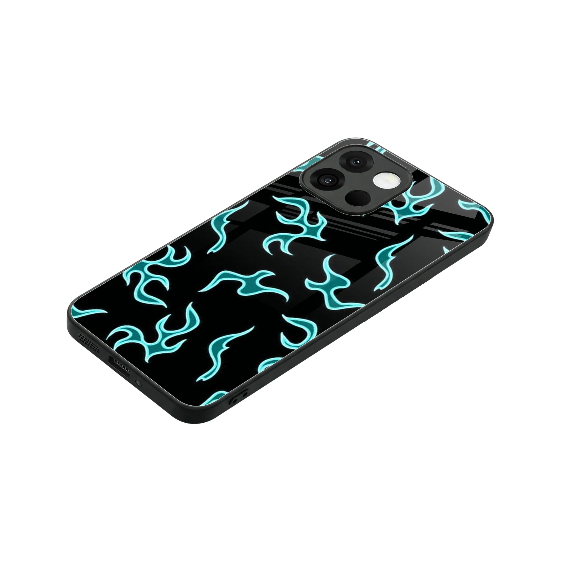 Lil Flames Black Blue stylish phone case for oneplus 13s | glossy glass and slim fit