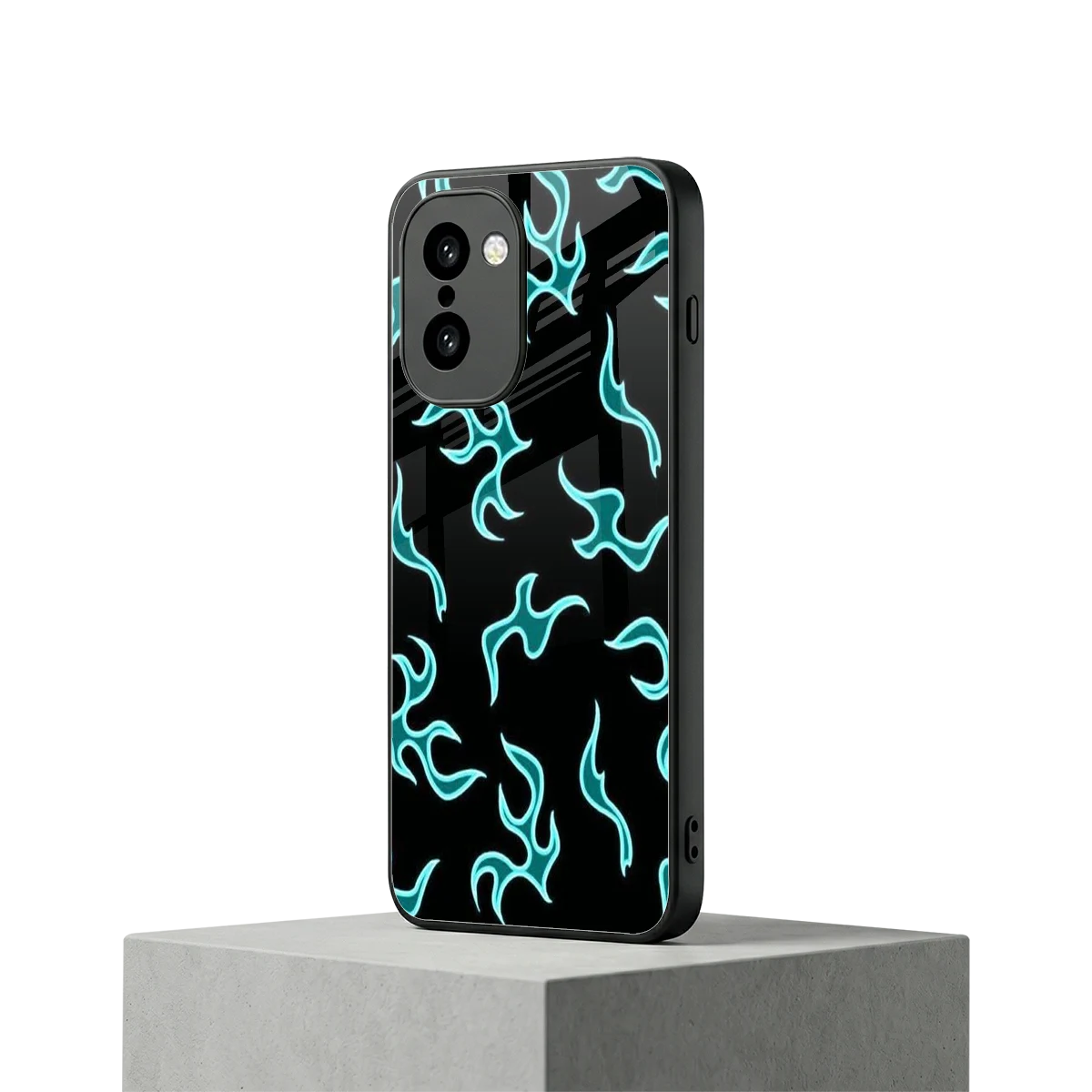 Lil Flames Black Blue oneplus 15r mobile cover | shockproof glass phone case