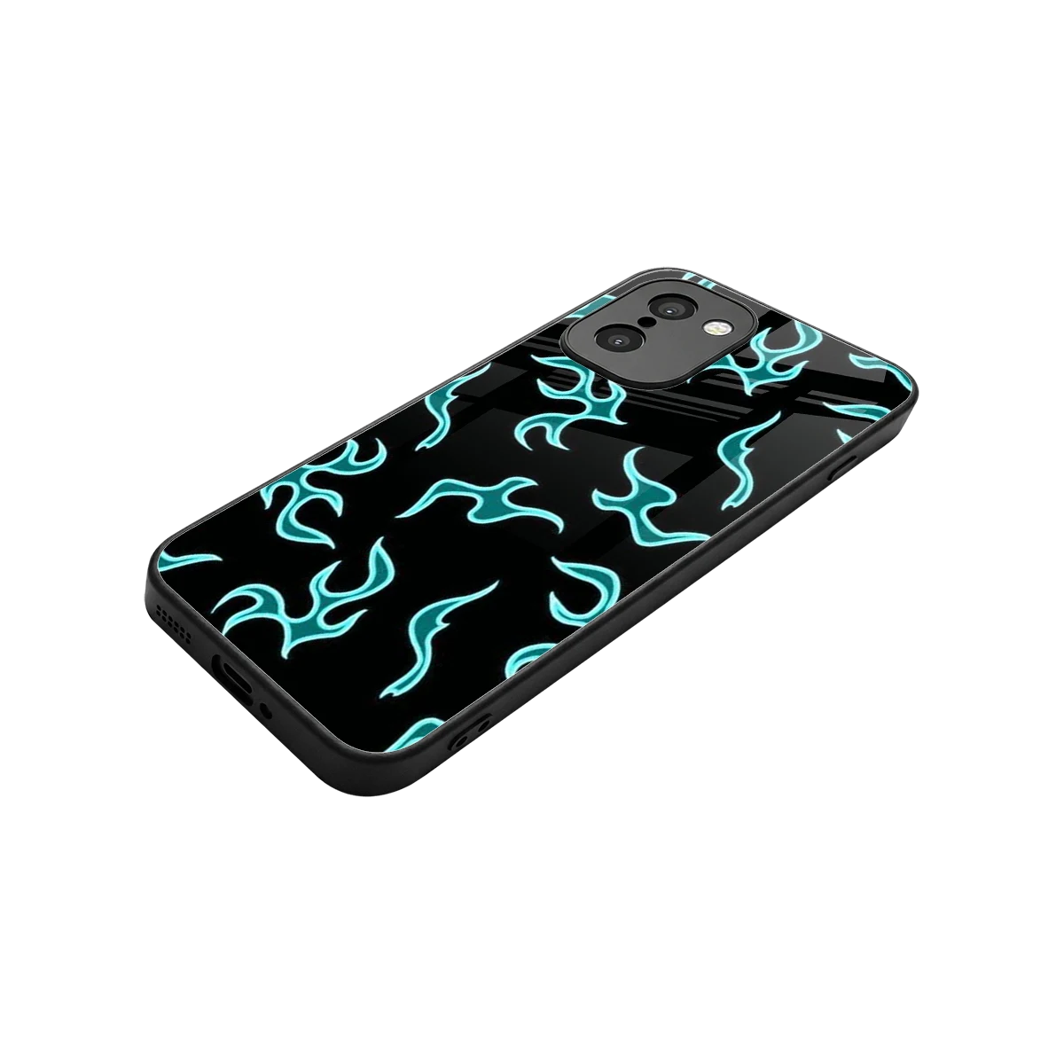 Lil Flames Black Blue stylish phone case for oneplus 15r | glossy glass and slim fit