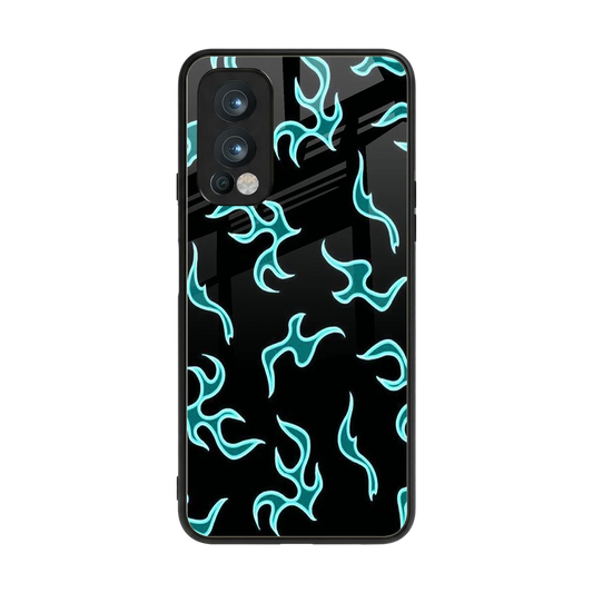 Lil Flames Black Blue back phone cover | glass case for oneplus nord 2