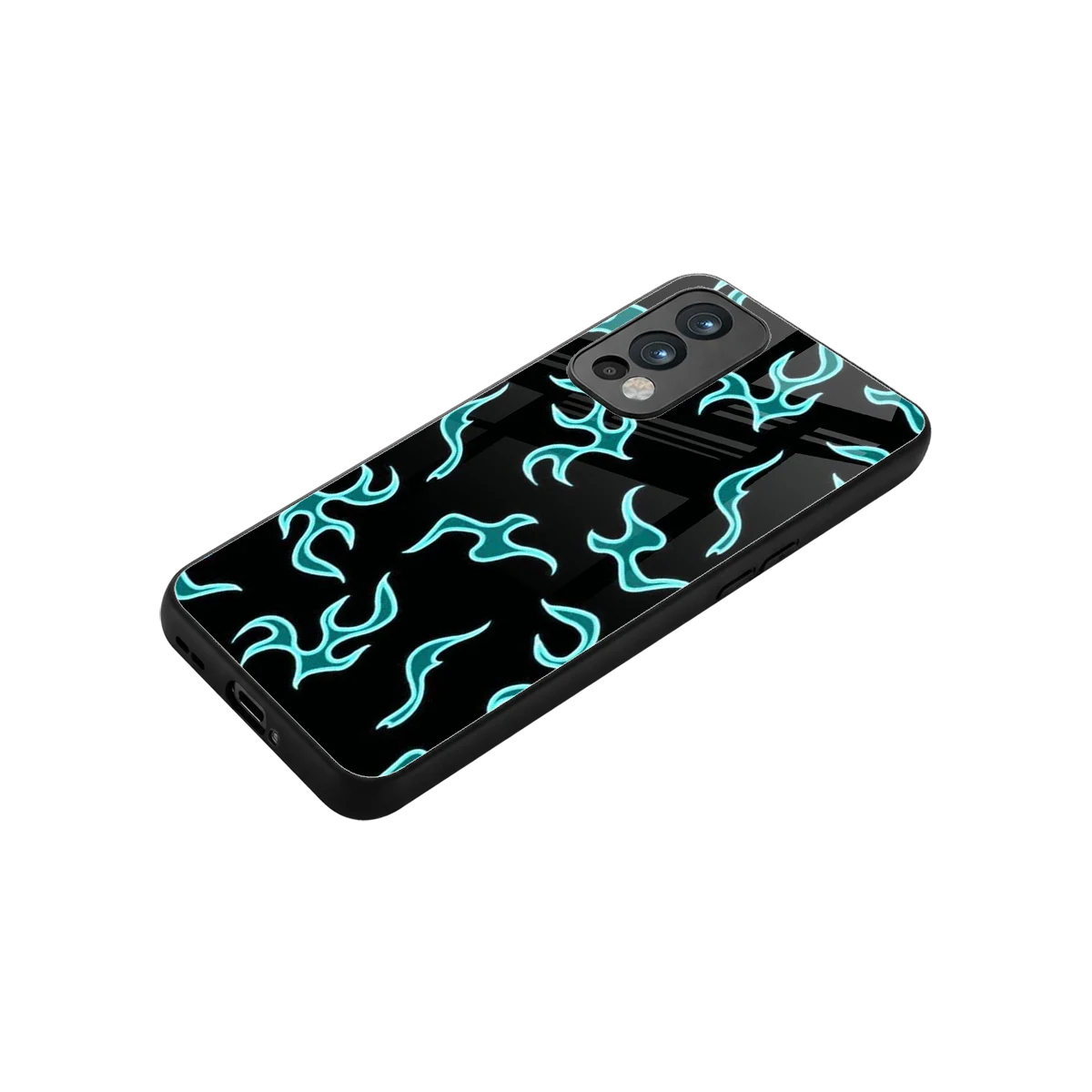 Lil Flames Black Blue stylish phone case for oneplus nord 2 | glossy glass and slim fit
