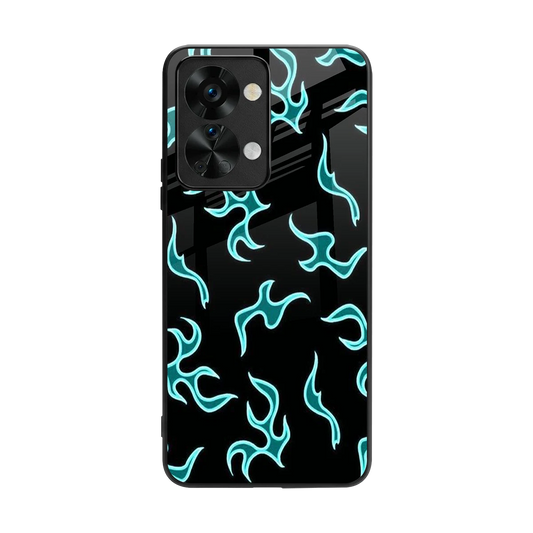 Lil Flames Black Blue back phone cover | glass case for oneplus nord 2t