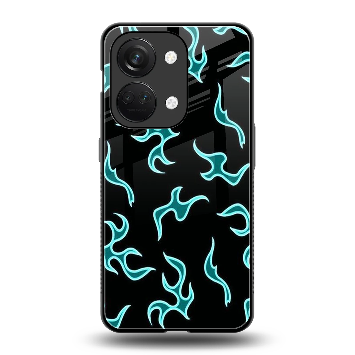 Lil Flames Black Blue back phone cover | glass case for oneplus nord 3