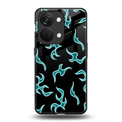 Lil Flames Black Blue back phone cover | glass case for oneplus nord 3