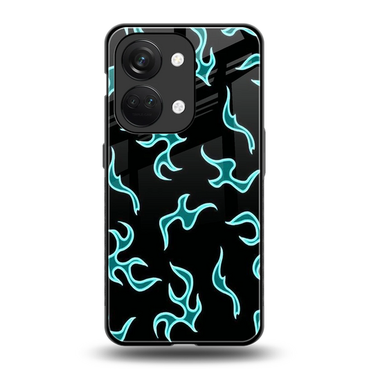 Lil Flames Black Blue back phone cover | glass case for oneplus nord 3