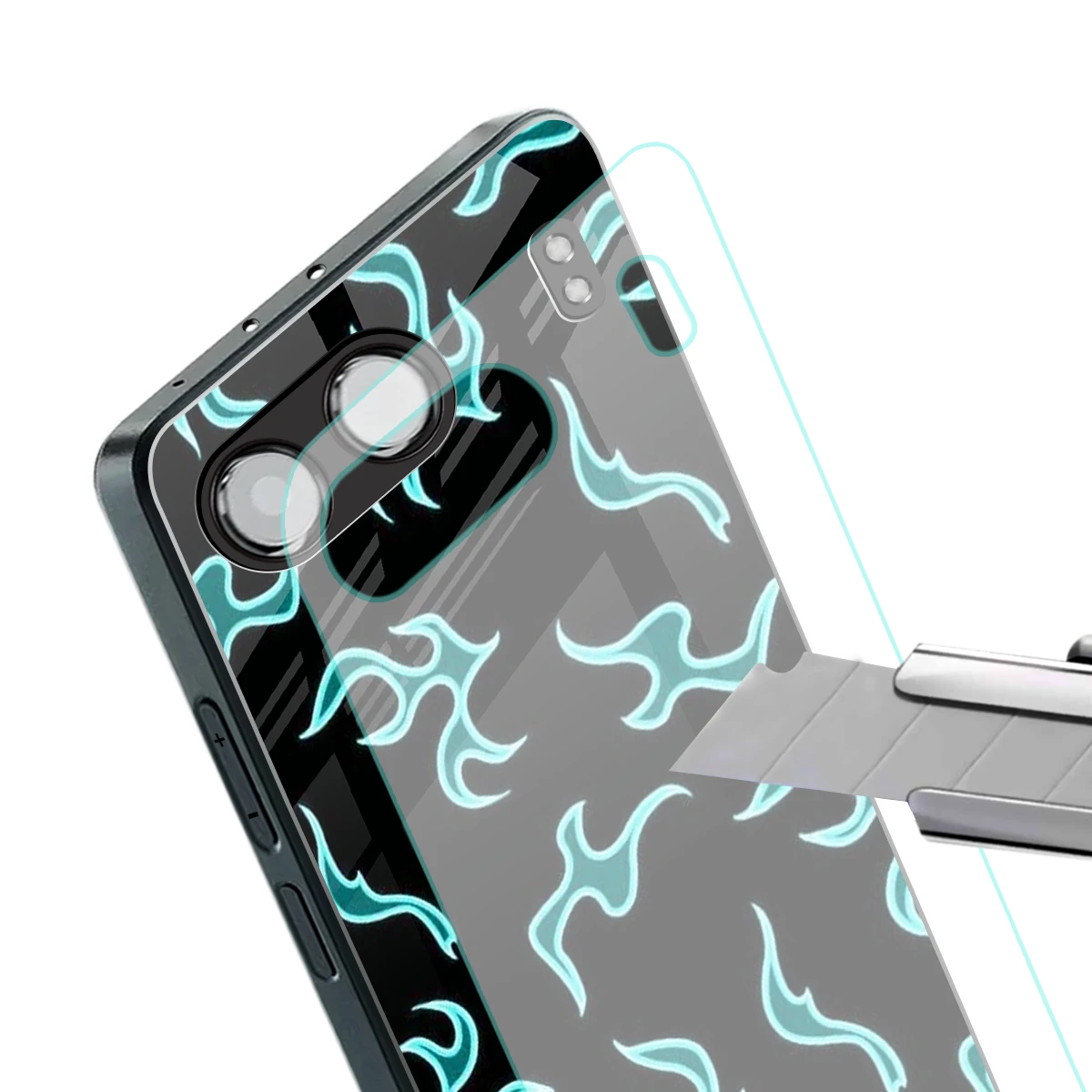 Lil Flames Black Blue stylish phone case for oneplus nord 4 | glossy glass and slim fit