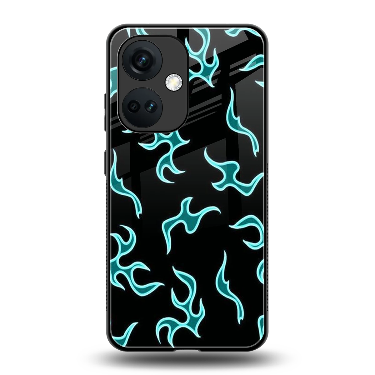 Lil Flames Black Blue back phone cover | glass case for oneplus nord ce 3