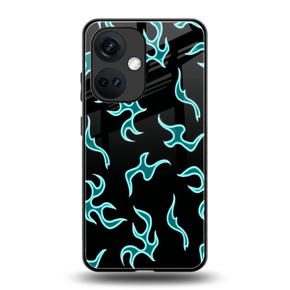 Lil Flames Black Blue back phone cover | glass case for oneplus nord ce 3