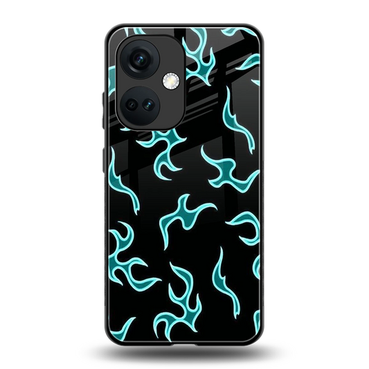 Lil Flames Black Blue back phone cover | glass case for oneplus nord ce 3