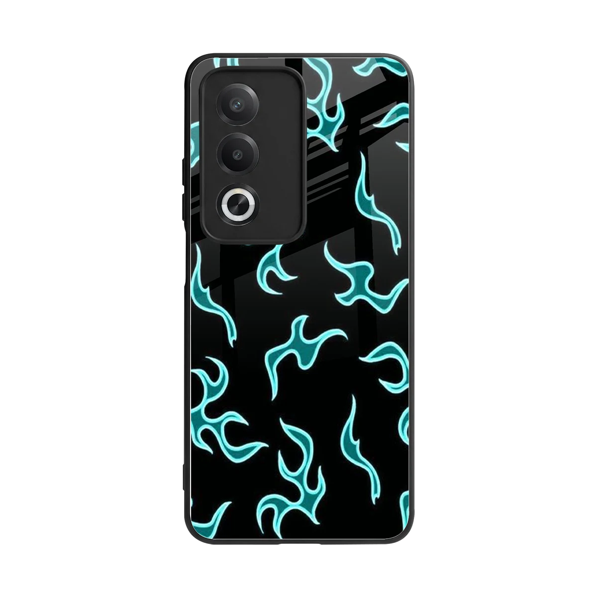 Lil Flames Black Blue back phone cover | glass case for oppo a3 pro