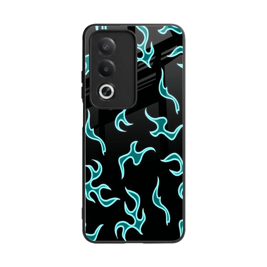 Lil Flames Black Blue back phone cover | glass case for oppo a3 pro
